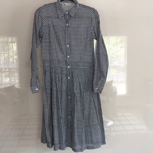 Layla Sz S Navy Houndstooth cotton dress